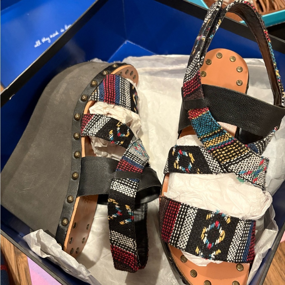 Boho Aztec studded Wedge Sandals